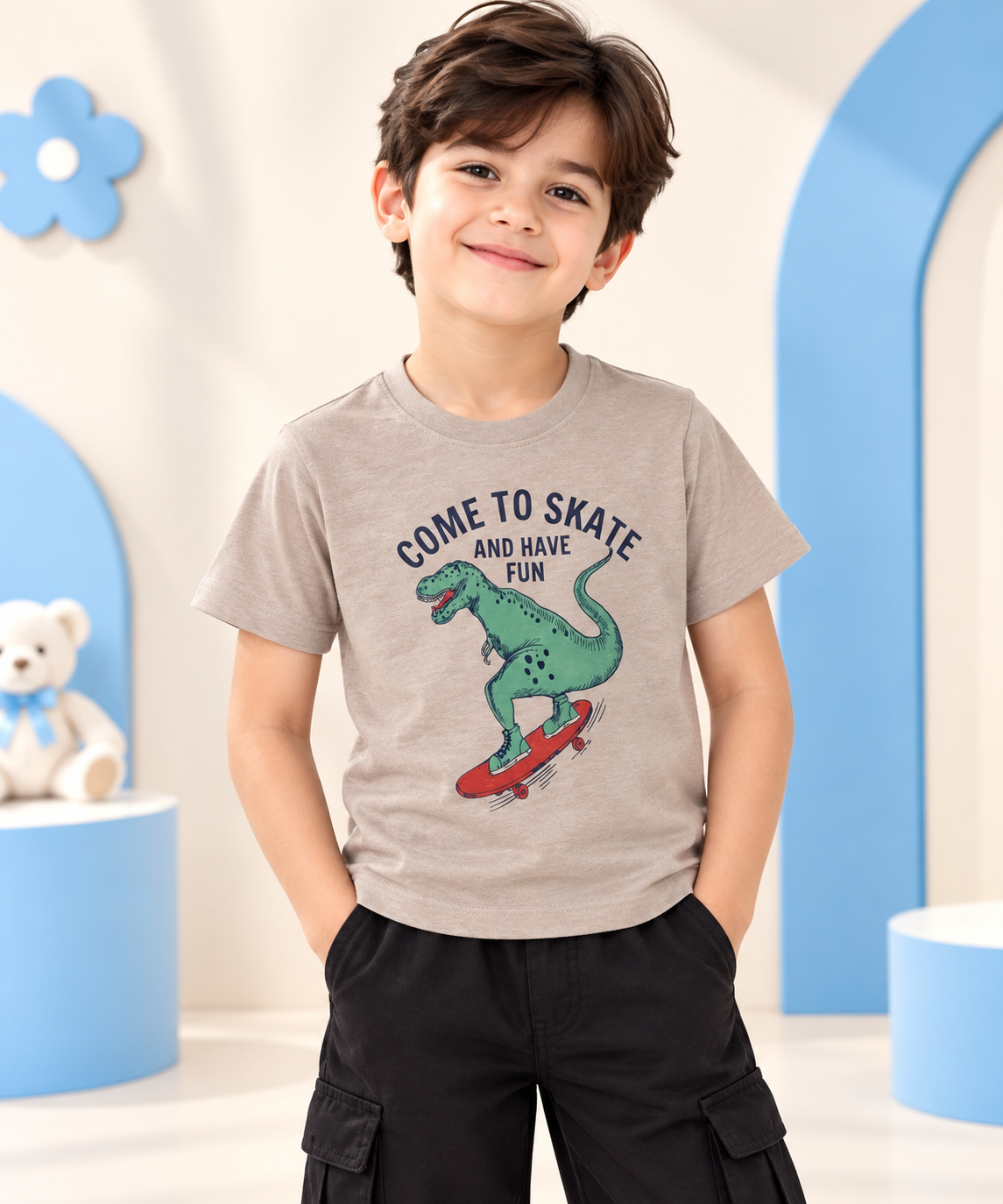 Dino Skateboard Boys T-Shirt