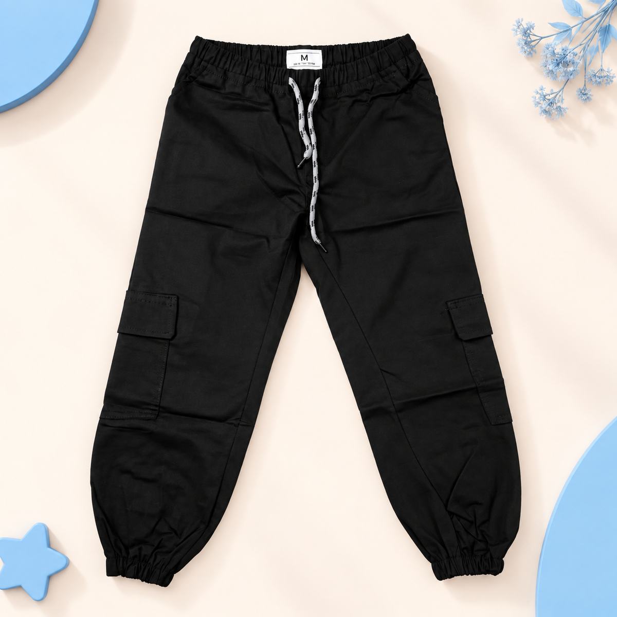 Black Cargo Jogger Pants for Boys
