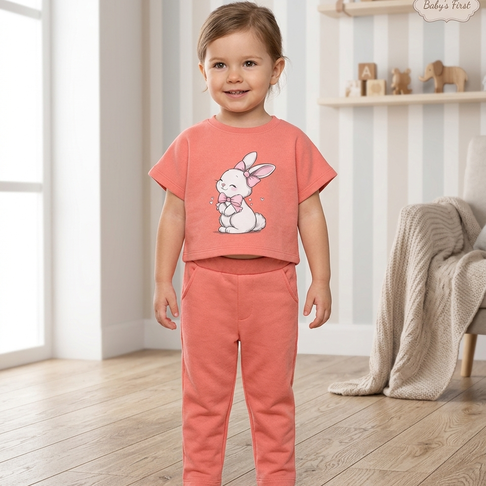 Toddler Bunny Peach Two-Pack – Soft Cotton Outfit Set