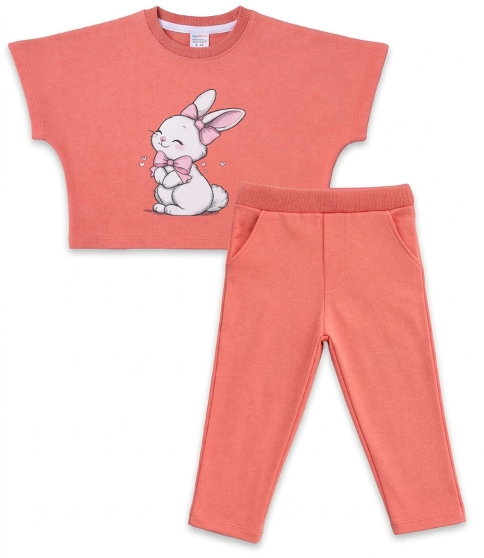 Toddler Bunny Peach Two-Pack – Soft Cotton Outfit Set